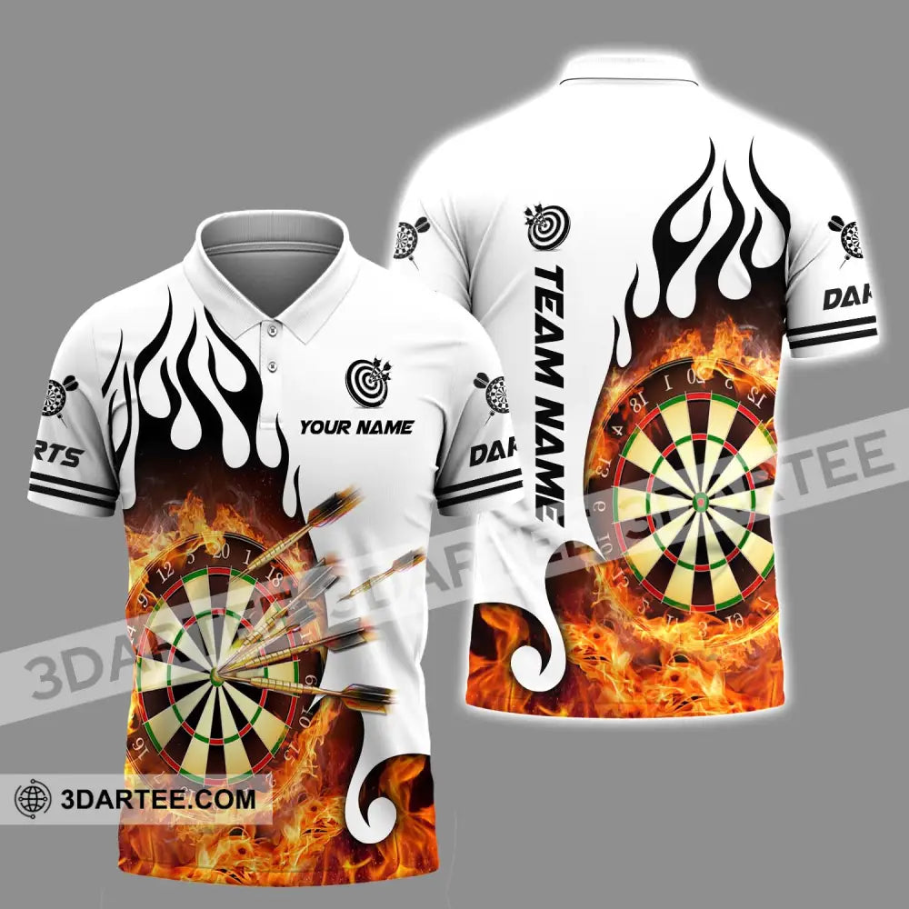 Unisex Shirt - Custom Name And Team Darts Fire Dartboard Polo / S T-Shirt