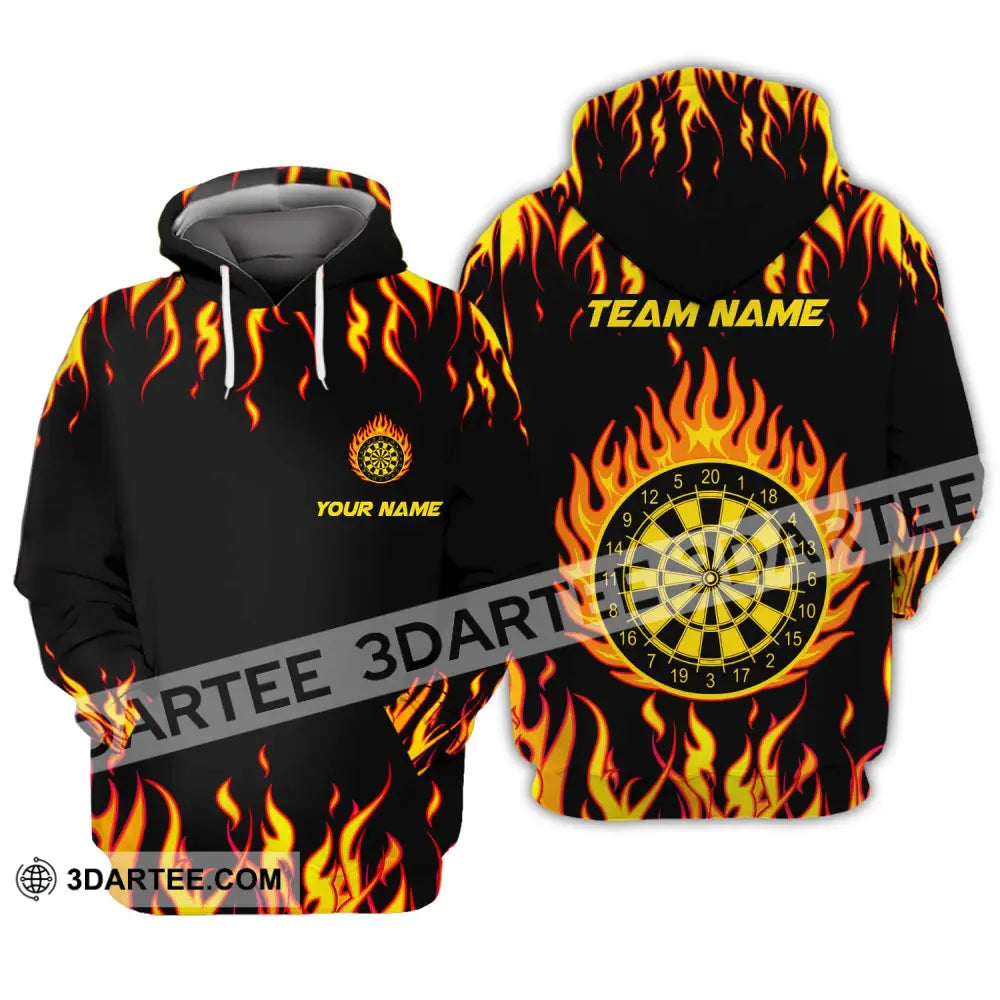 Unisex Shirt - Custom Name And Team Darts Fire Hoodie / S T-Shirt