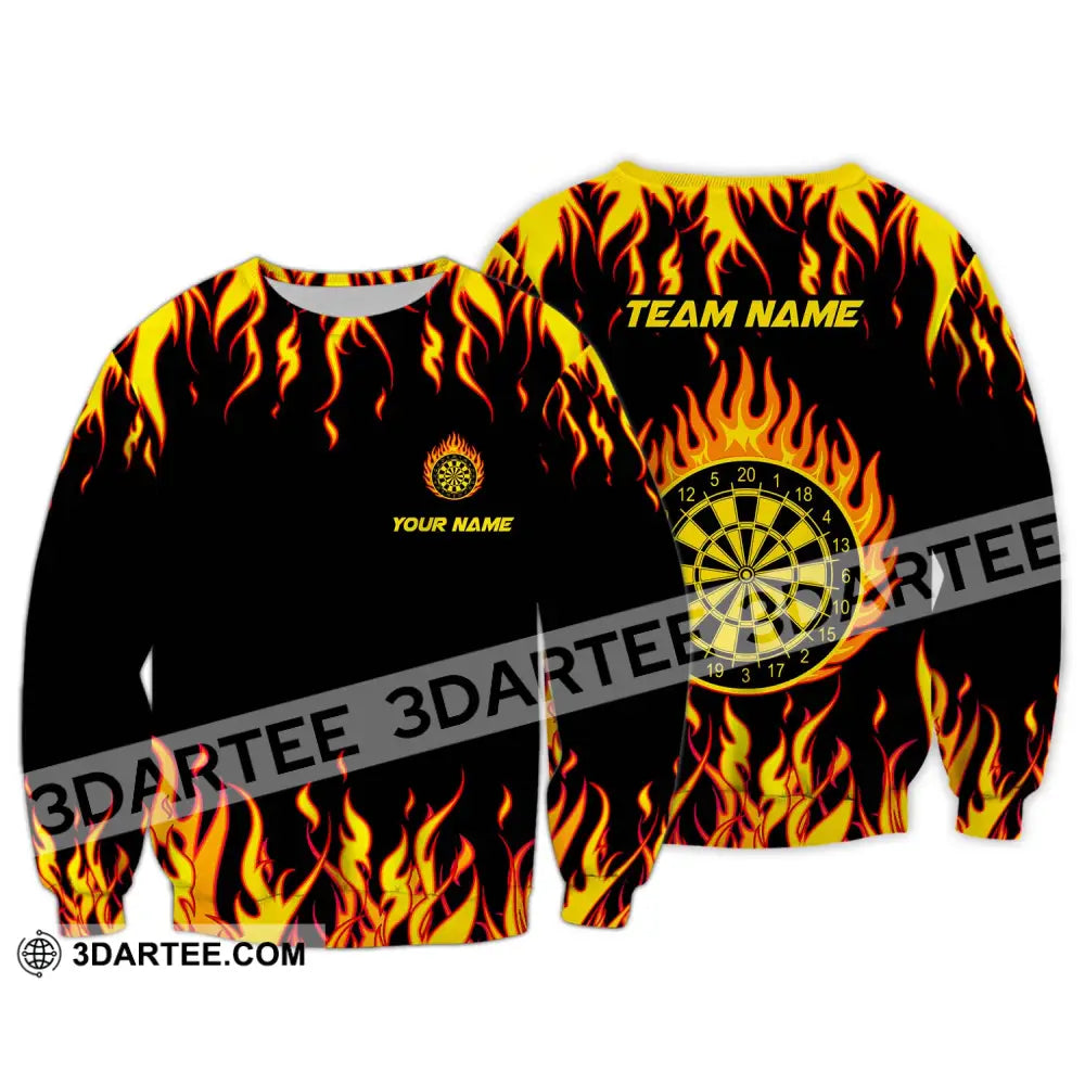 Unisex Shirt - Custom Name And Team Darts Fire Long Sleeve / S T-Shirt