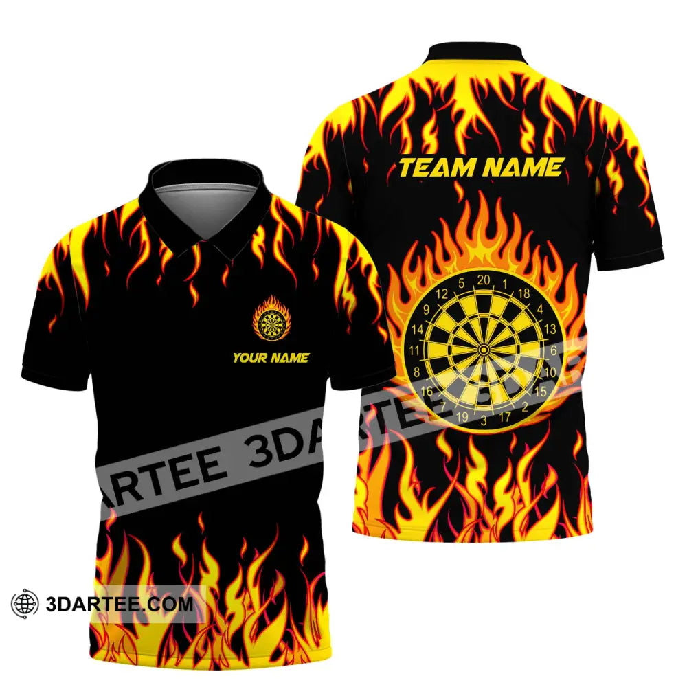 Unisex Shirt - Custom Name And Team Darts Fire Polo / S T-Shirt