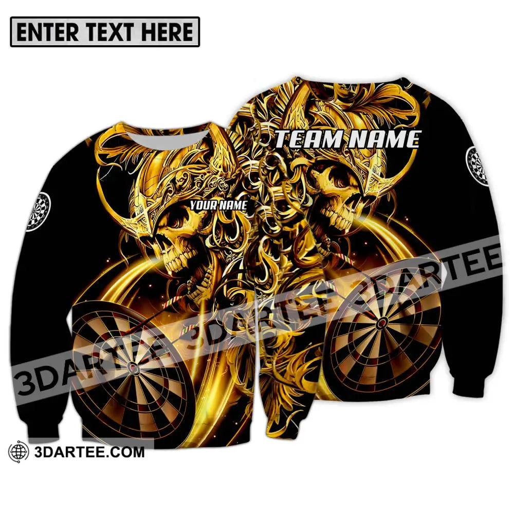 Unisex Shirt - Custom Name And Team Darts Gold Long Sleeve / S T-Shirt