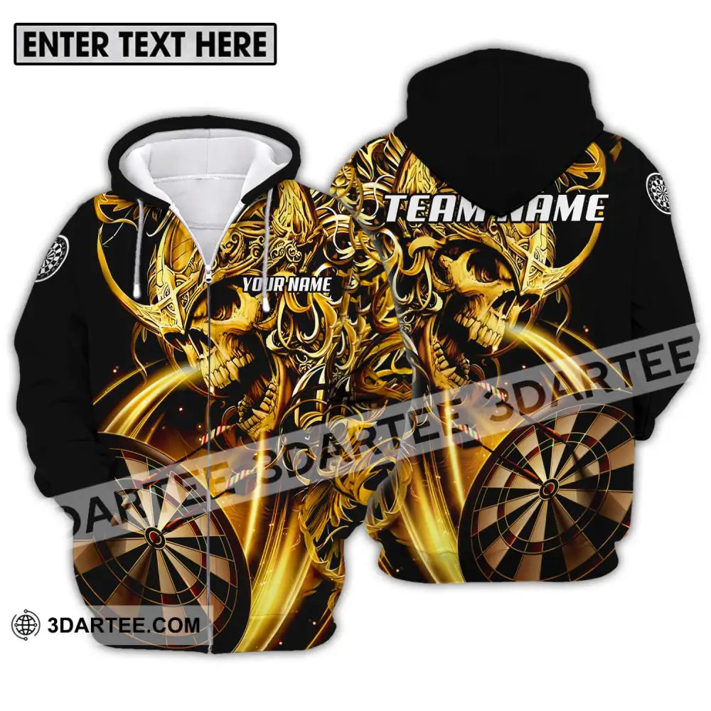 Unisex Shirt - Custom Name And Team Darts Gold Zipper Hoodie / S T-Shirt