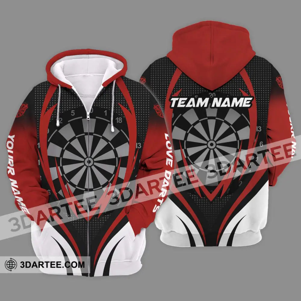 Unisex Shirt - Custom Name And Team Darts Sport Style Zipper Hoodie / S T-Shirt