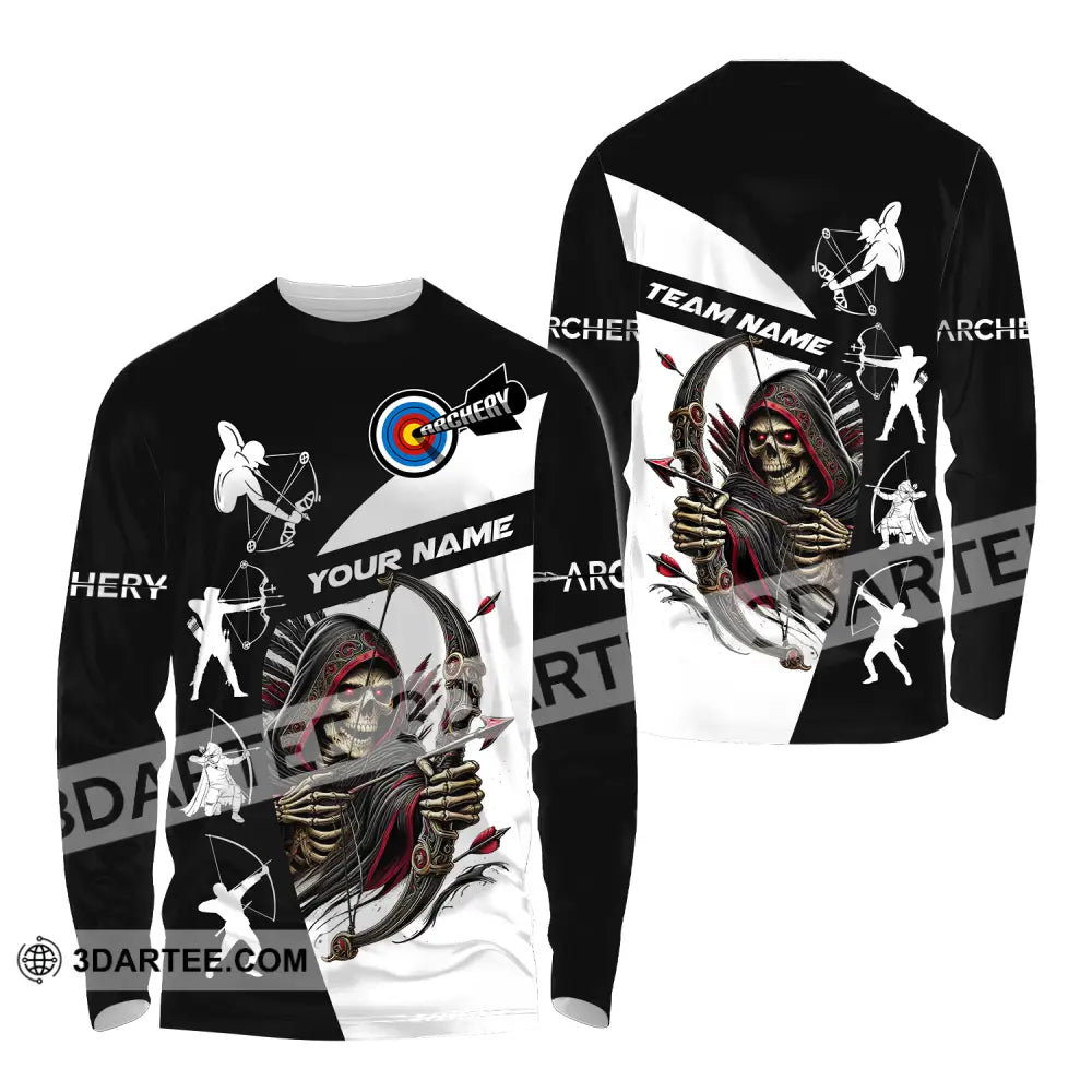 Unisex Shirt - Custom Name And Team Name Shirt Death Archery Long Sleeve Shirt / S T-shirt