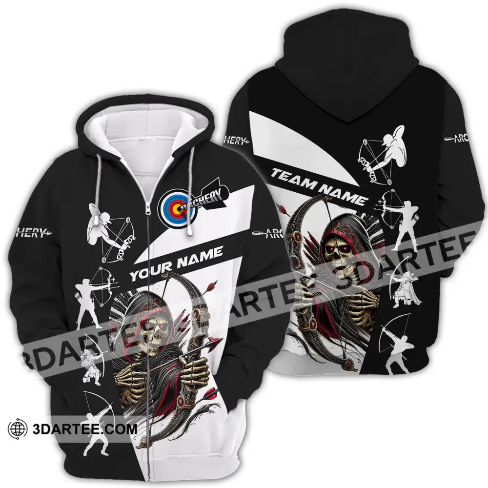 Unisex Shirt - Custom Name And Team Name Shirt Death Archery Zipper Hoodie / S T-shirt