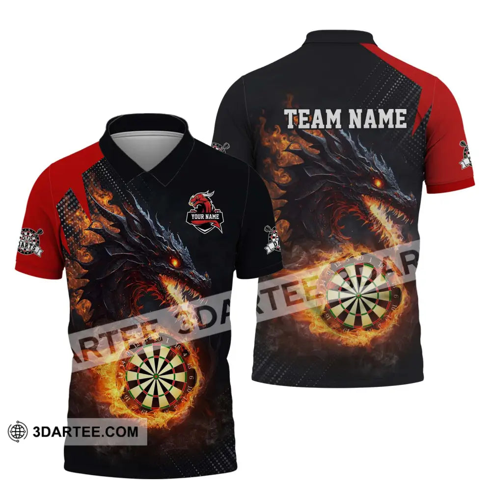 Unisex Shirt - Custom Name And Team Fire Dragon Darts Polo / S T-Shirt