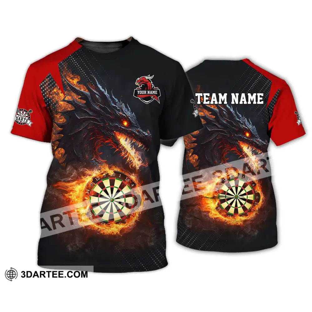 Unisex Shirt - Custom Name And Team Fire Dragon Darts T-Shirt / S T-Shirt