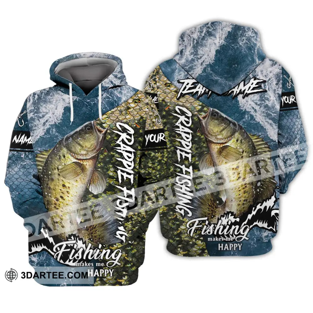 Unisex Shirt - Custom Name And Team Fishing Makes Me Happy Hoodie / S T-Shirt