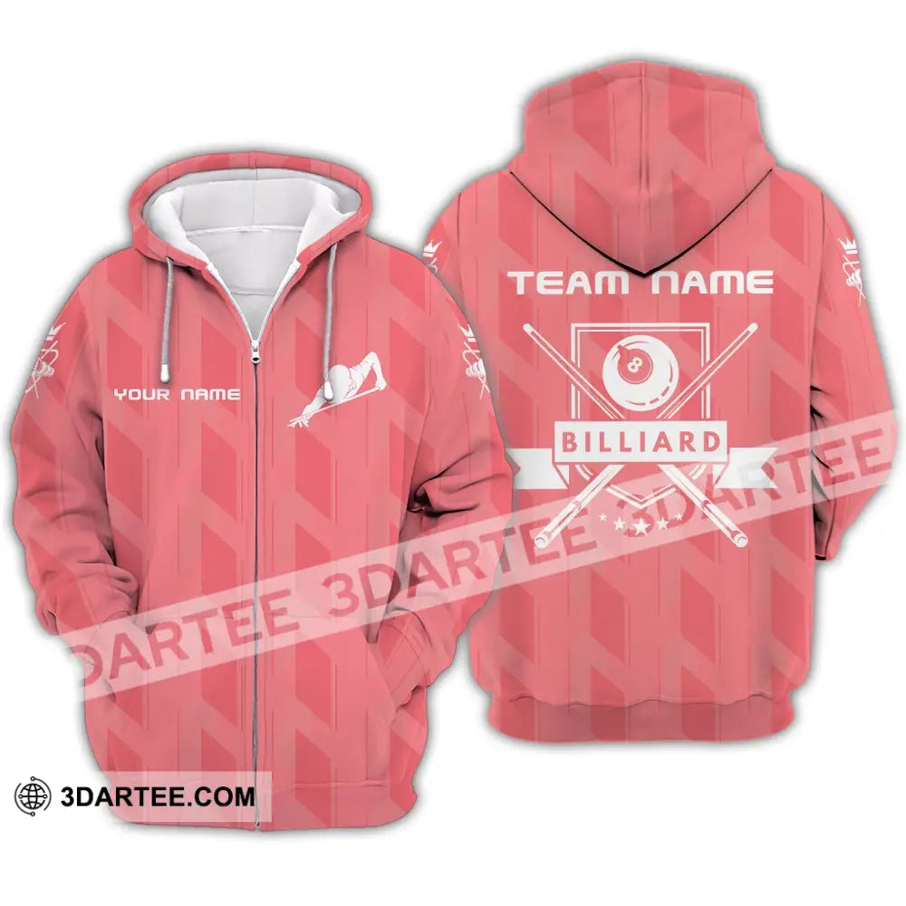 Unisex Shirt - Custom Name And Team Name Shirt - Shirt For Billiard Lover - Zipper Hoodie / S - T-shirt