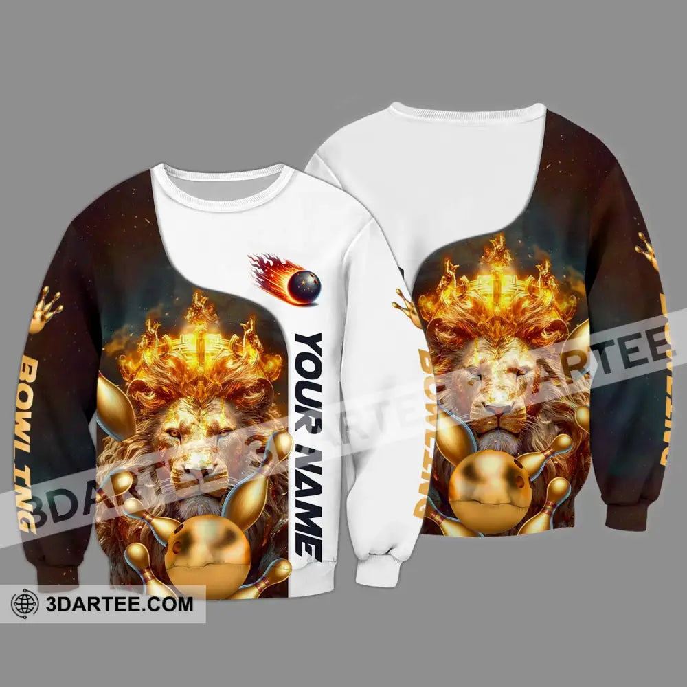 Unisex Shirt - Custom Name And Team Golden Lion Bowling Long Sleeve / S T-Shirt