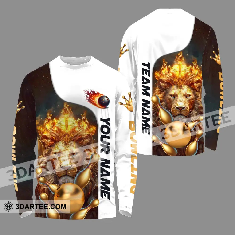 Unisex Shirt - Custom Name And Team Golden Lion Bowling Long Sleeve / S T-Shirt