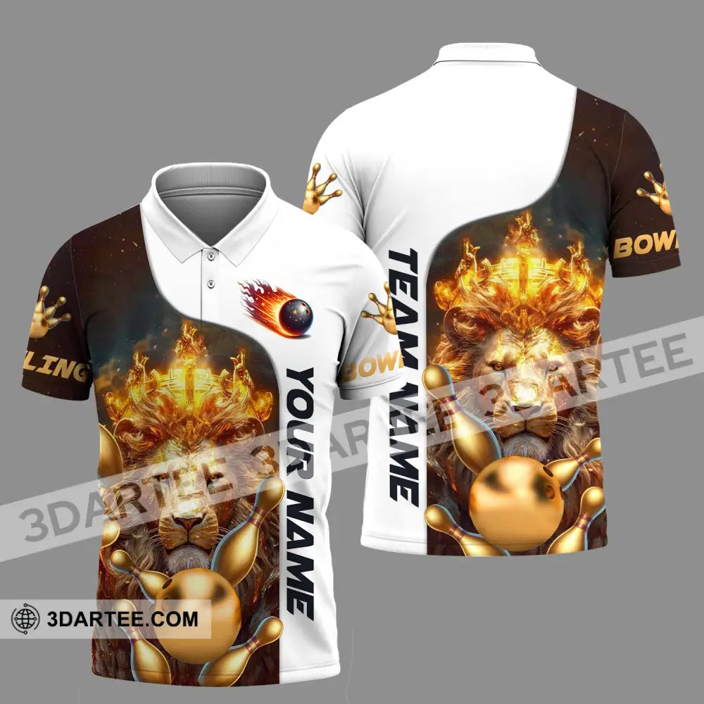 Unisex Shirt - Custom Name And Team Golden Lion Bowling Polo / S T-Shirt