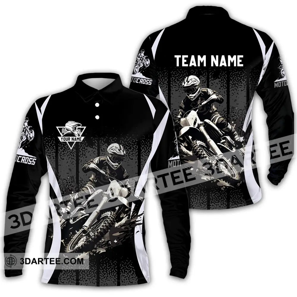 Unisex Shirt - Custom Name And Team Motobike For Player Long Sleeve Polo / S T-Shirt