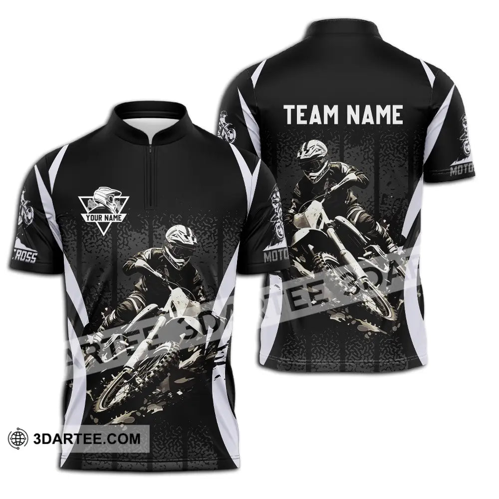 Unisex Shirt - Custom Name And Team Motobike For Player Zipper Polo / S T-Shirt