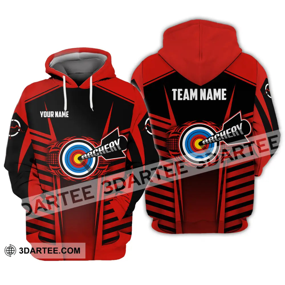 Unisex Shirt - Custom Name And Team Name Shirt Red Archery Hoodie / S T-shirt