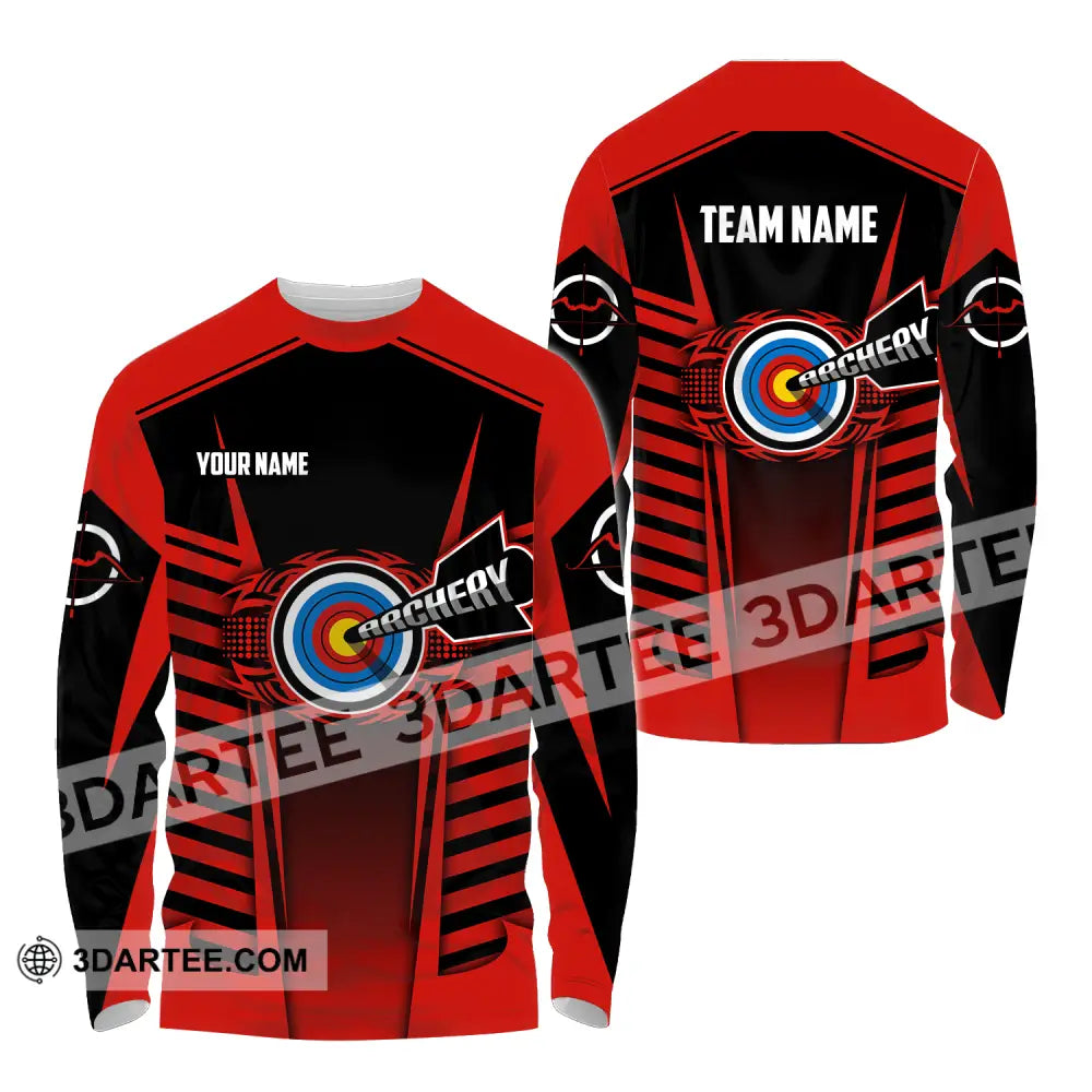 Unisex Shirt - Custom Name And Team Name Shirt Red Archery Long Sleeve Shirt / S T-shirt