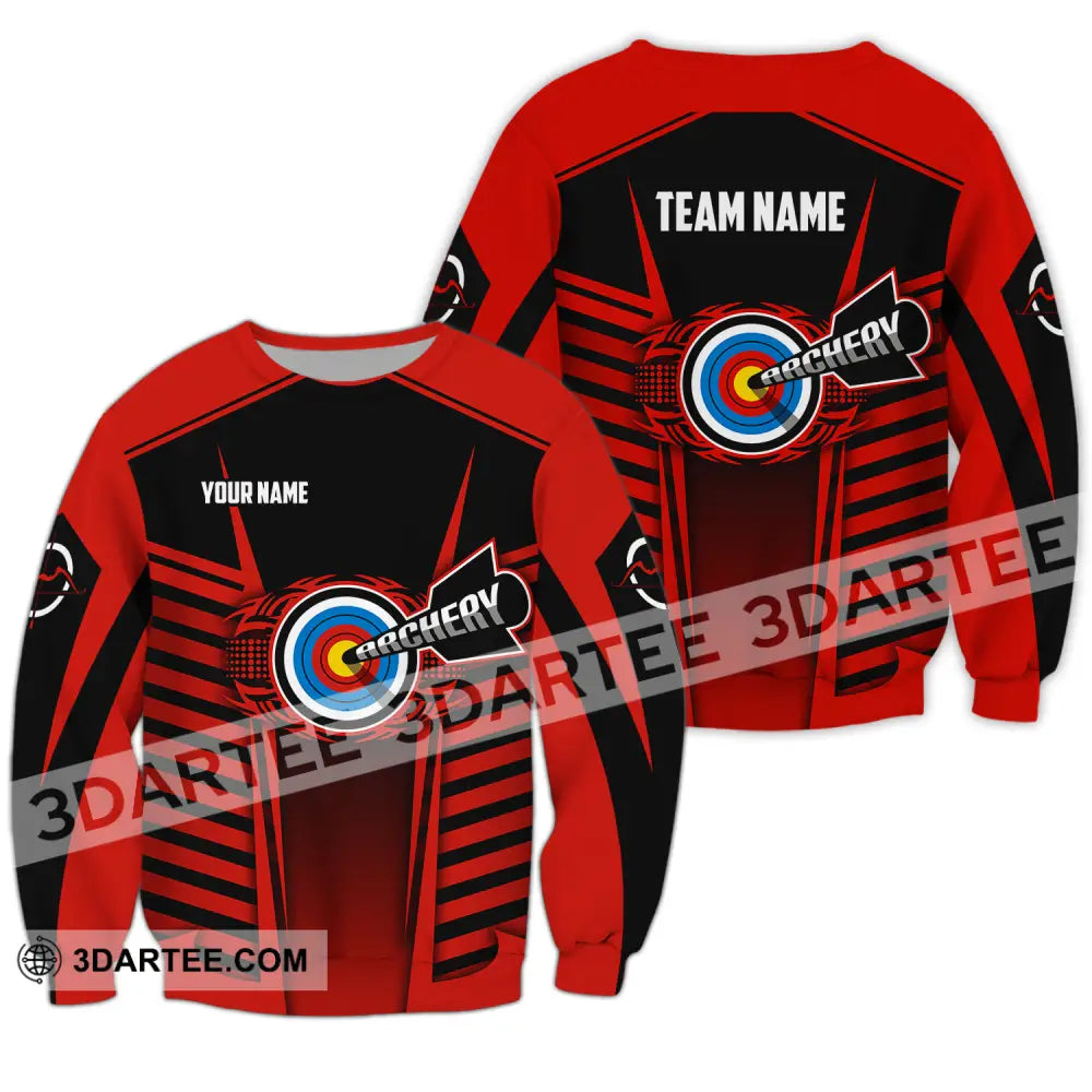 Unisex Shirt - Custom Name And Team Name Shirt Red Archery Long Sleeve / S T-shirt