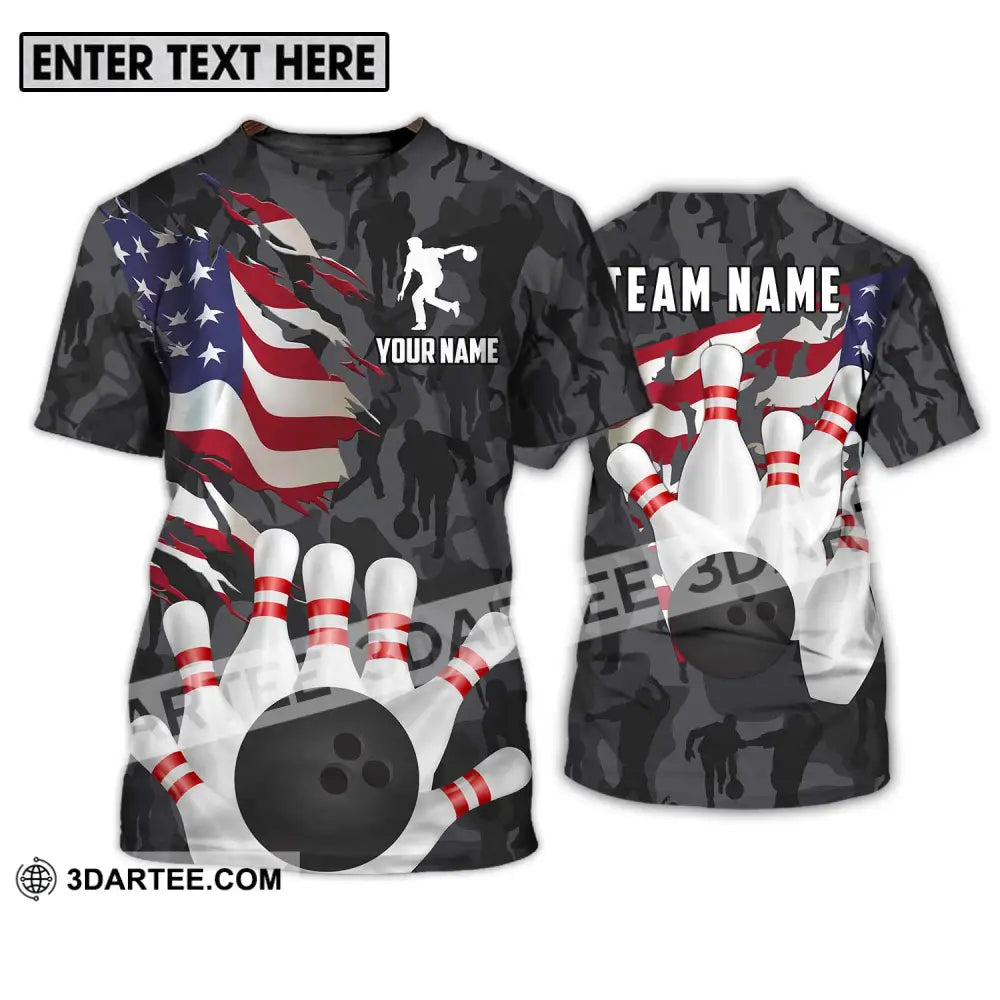 Unisex Shirt - Custom Name And Team Sport America Bowling Player T-Shirt / S T-Shirt