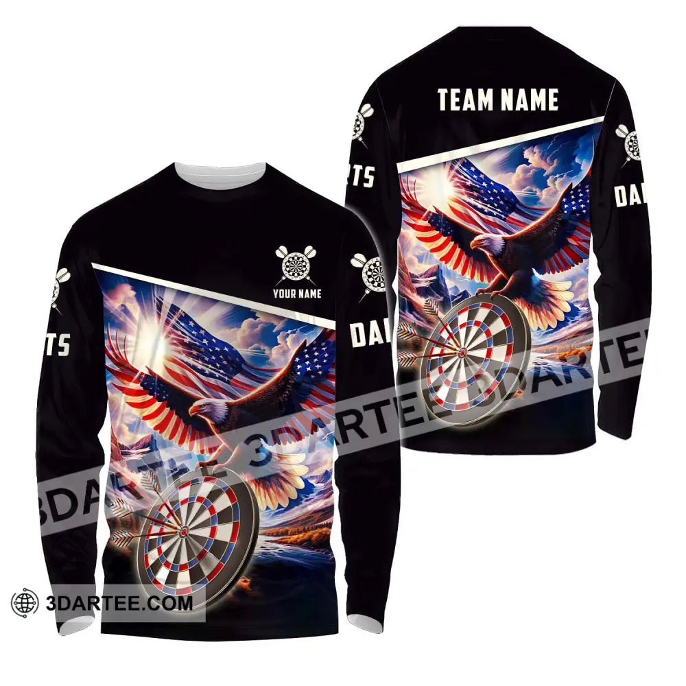 Unisex Shirt - Custom Name And Team Sport American Eagle Darts Long Sleeve / S T-Shirt