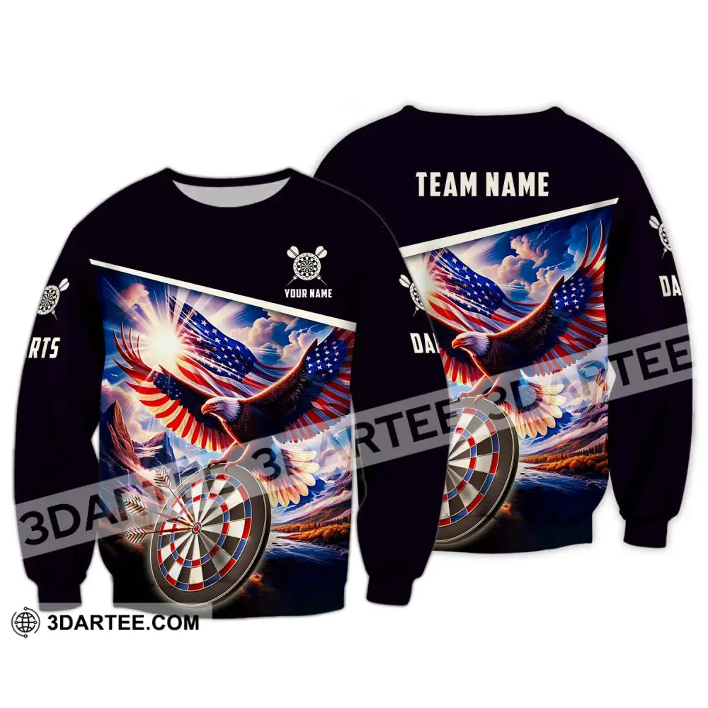 Unisex Shirt - Custom Name And Team Sport American Eagle Darts Long Sleeve / S T-Shirt