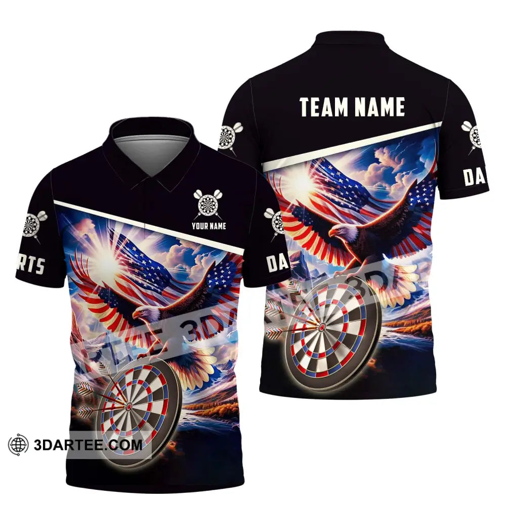 Unisex Shirt - Custom Name And Team Sport American Eagle Darts Polo / S T-Shirt