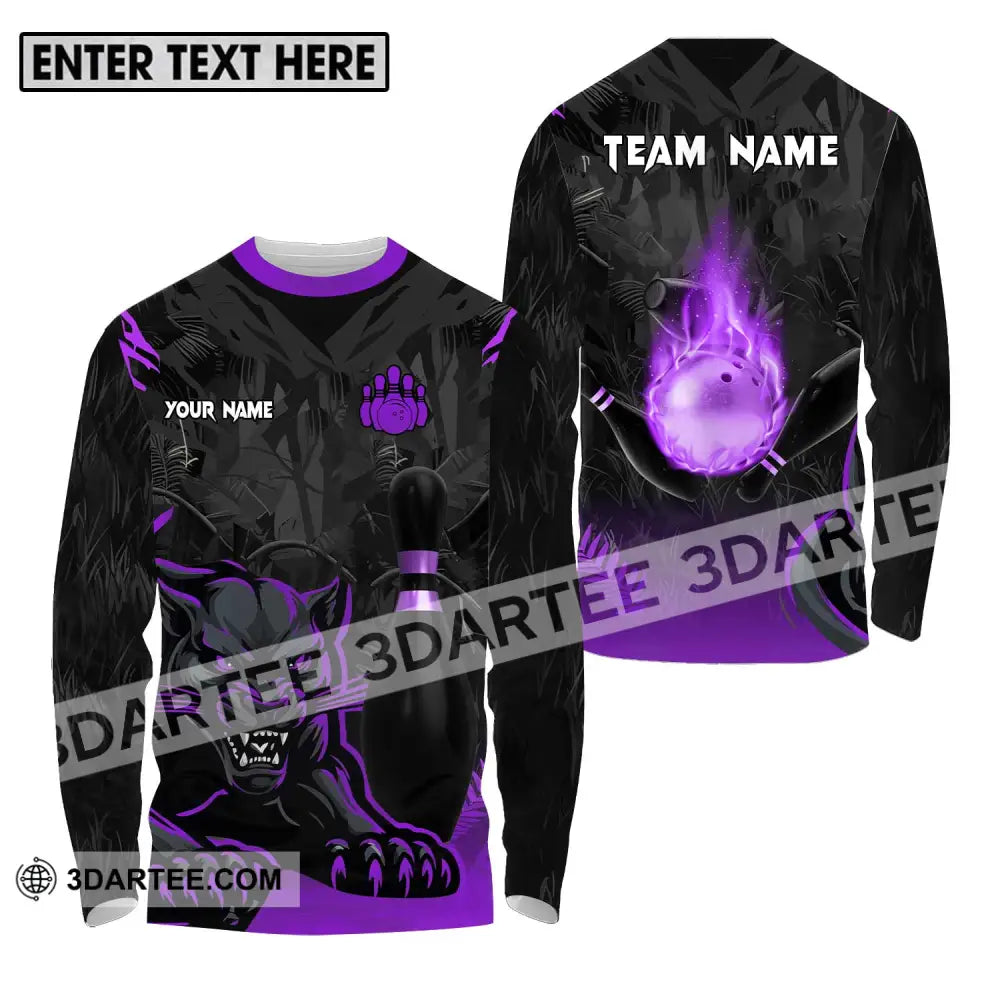 Unisex Shirt - Custom Name And Team Sport Black Panther Bowling Long Sleeve / S T-Shirt