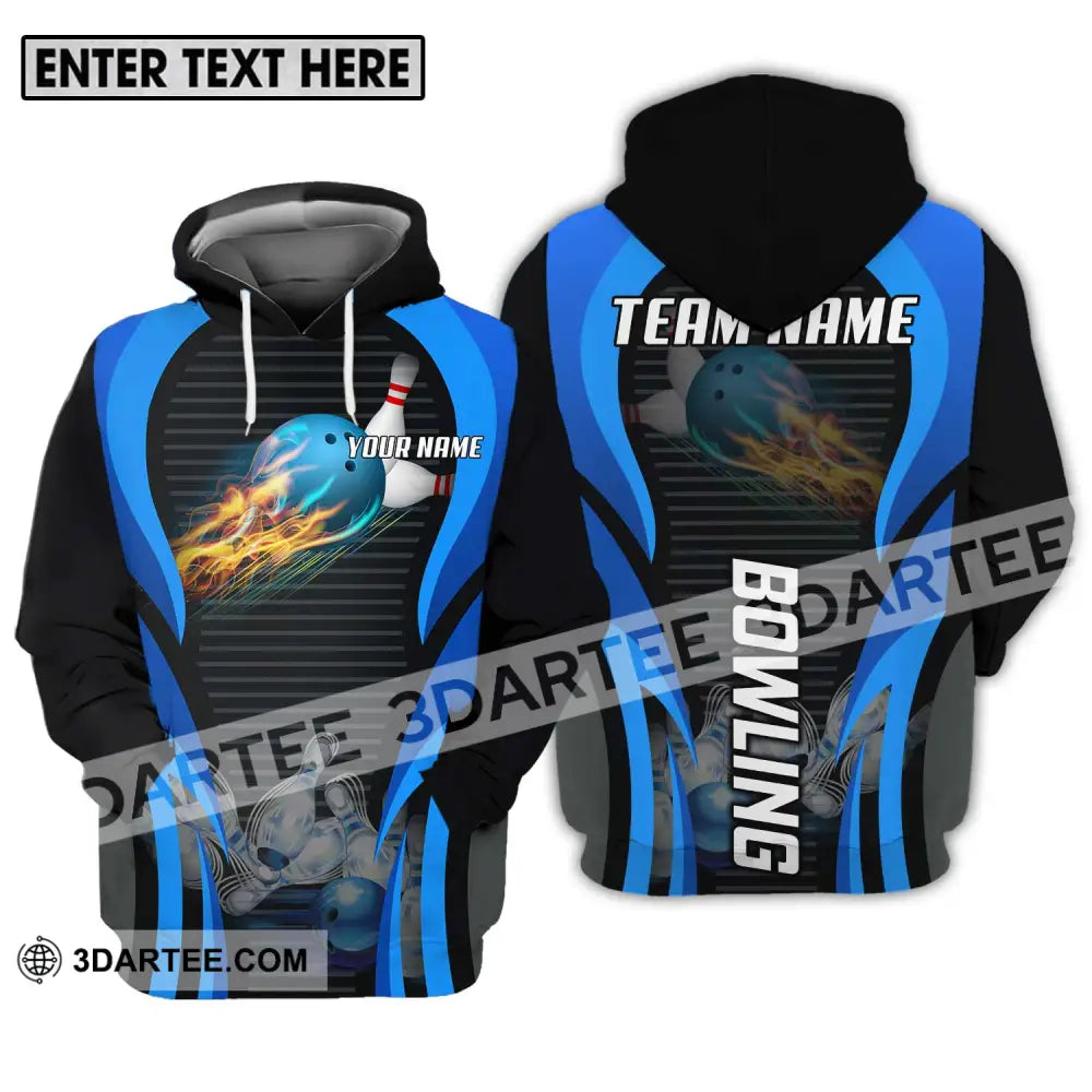 Unisex Shirt - Custom Name And Team Sport Fire Ice Bowling Ball Hoodie / S T-Shirt