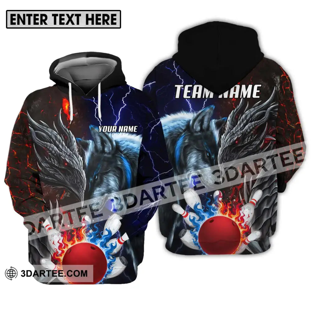 Unisex Shirt - Custom Name And Team Sport Fire Ice Bowling King Hoodie / S T-Shirt