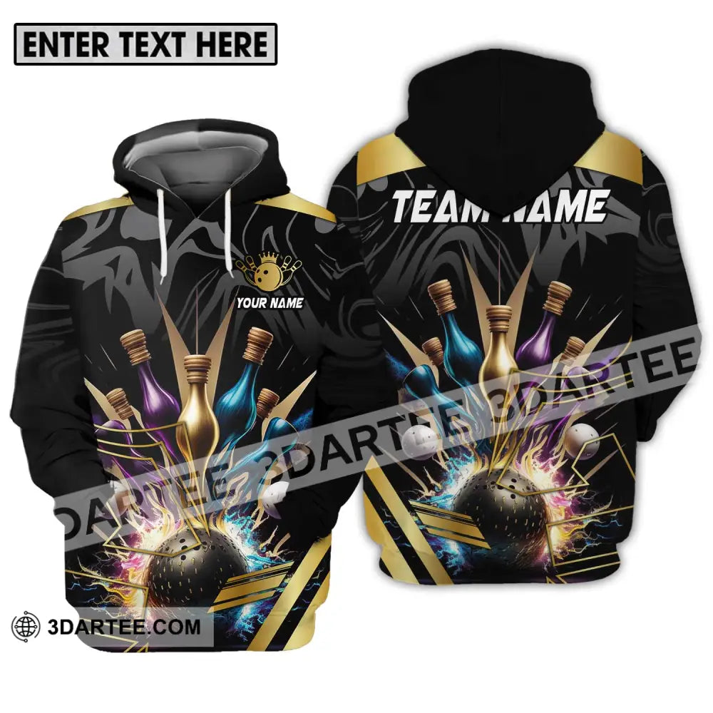 Unisex Shirt - Custom Name And Team Sport Golden Color Bowling Hoodie / S T-Shirt