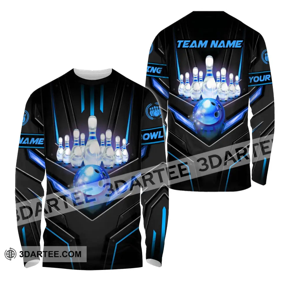 Unisex Shirt - Custom Name And Team Sport Ice Bowling Long Sleeve / S T-Shirt