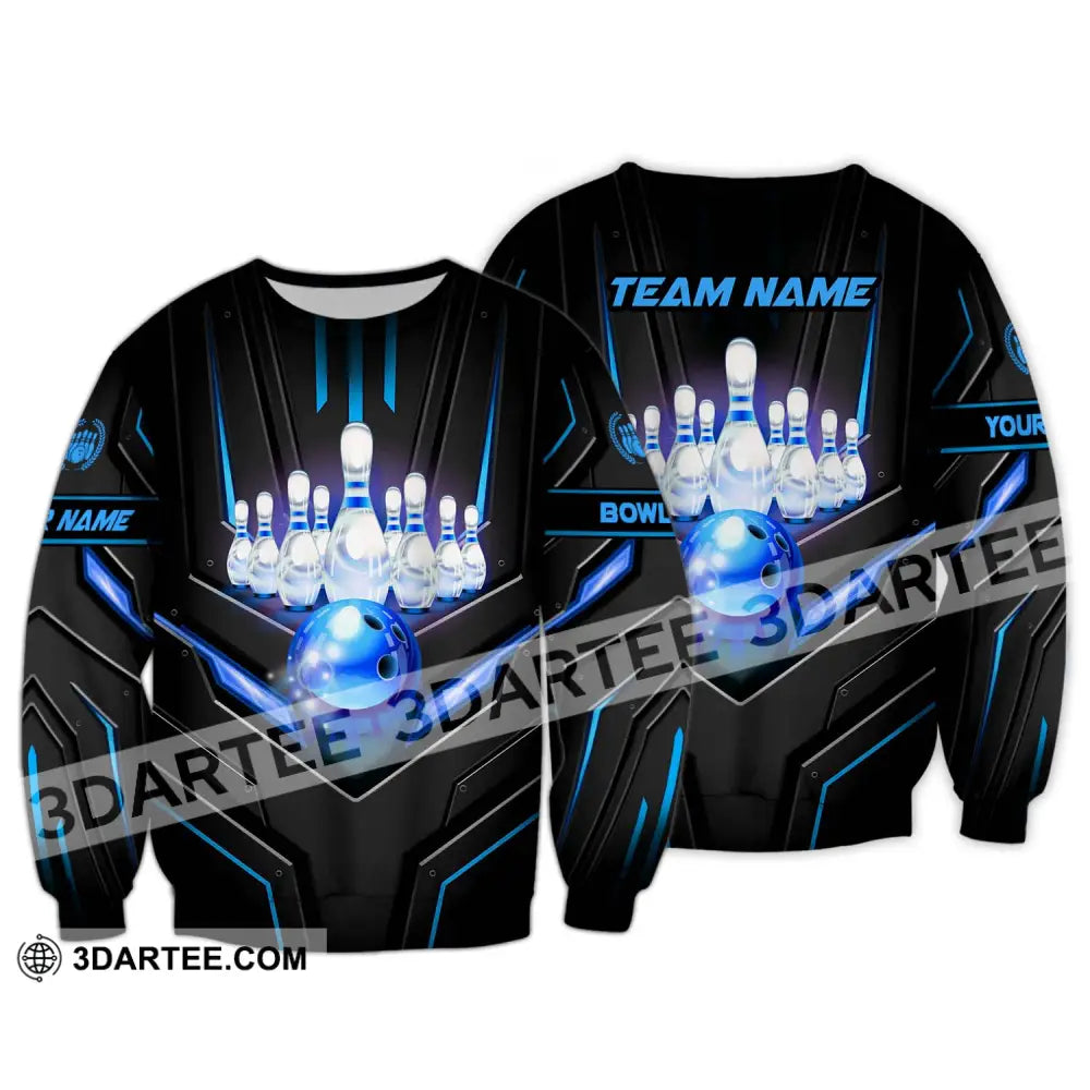 Unisex Shirt - Custom Name And Team Sport Ice Bowling Long Sleeve / S T-Shirt