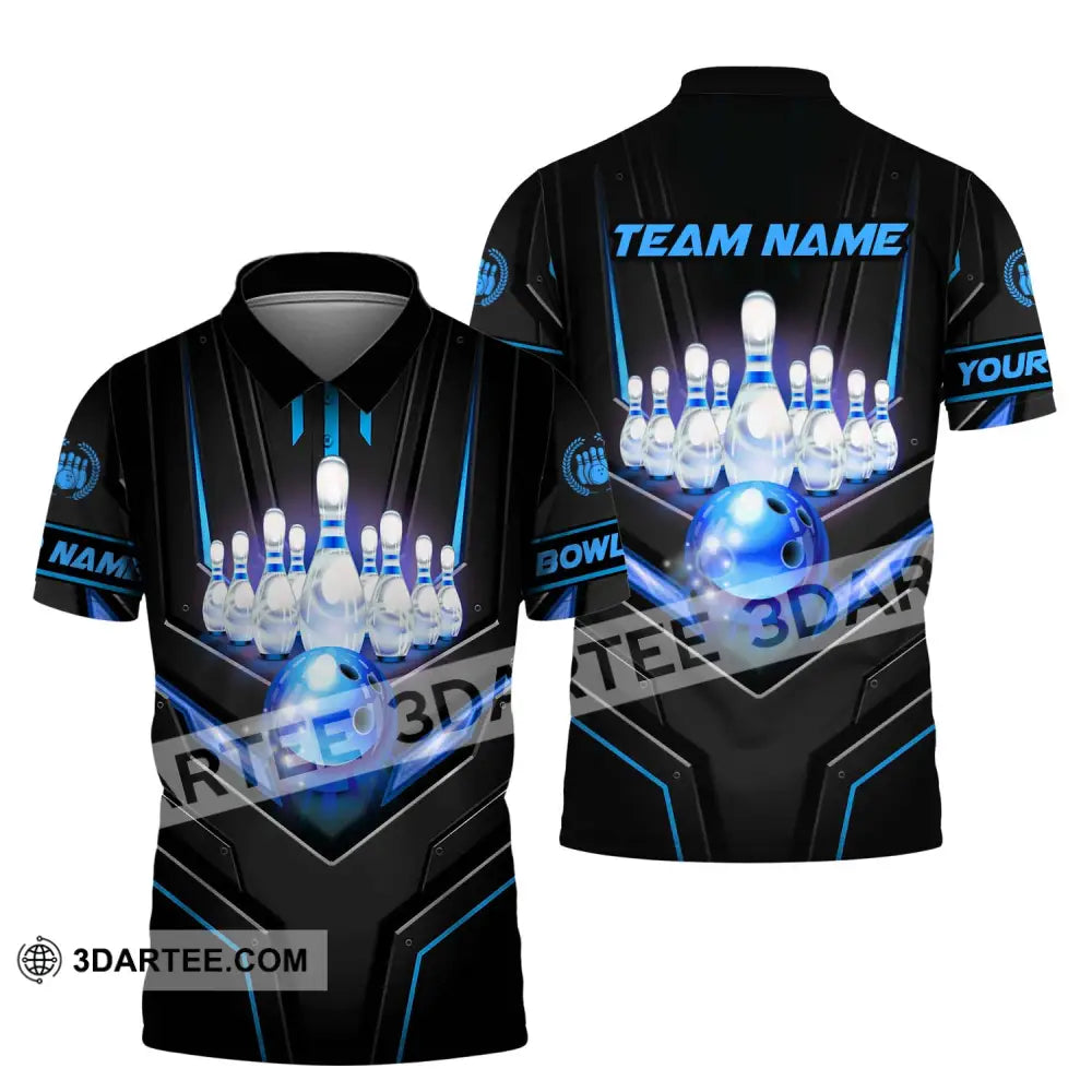 Unisex Shirt - Custom Name And Team Sport Ice Bowling Polo / S T-Shirt