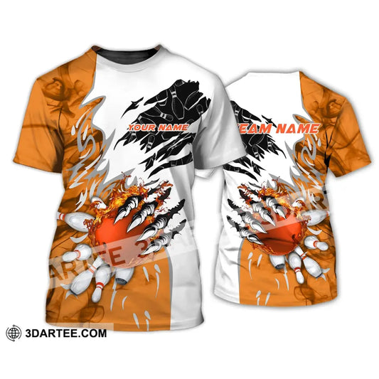 Unisex Shirt - Custom Name And Team Sport Orange Bowling T-Shirt / S T-Shirt