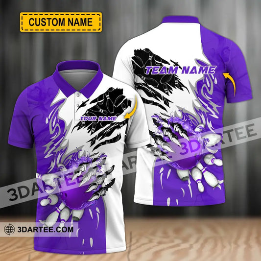 Unisex Shirt - Custom Name And Team Sport Purple Bowling T-Shirt