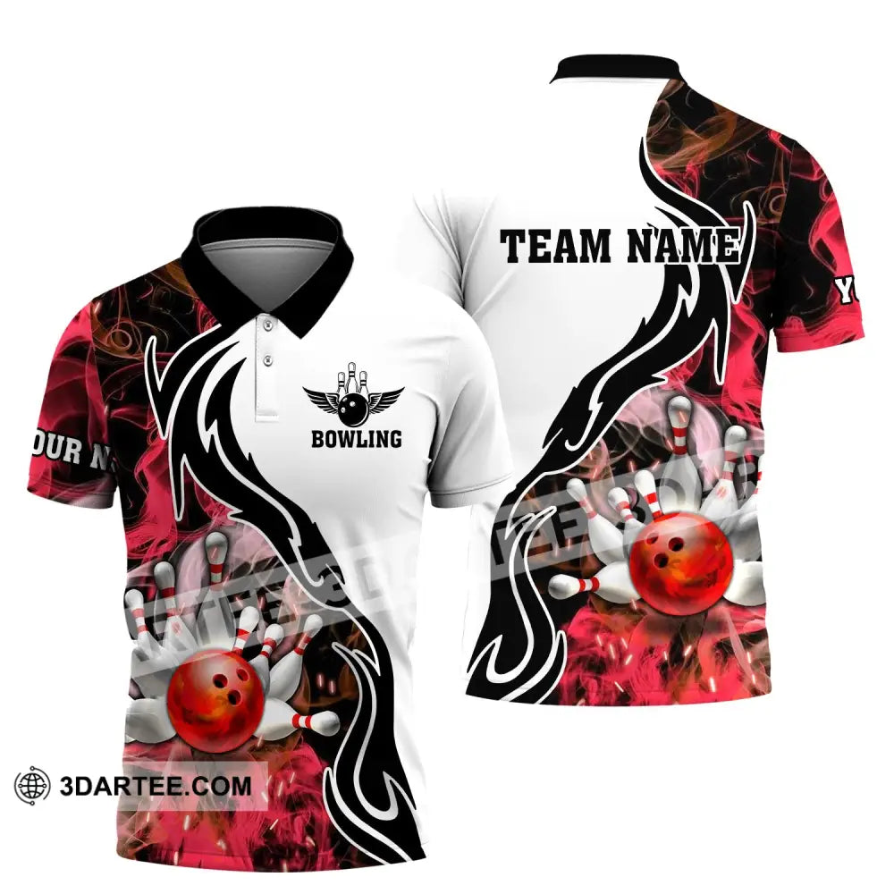 Unisex Shirt - Custom Name And Team Sport Red Bowling Polo / S T-Shirt