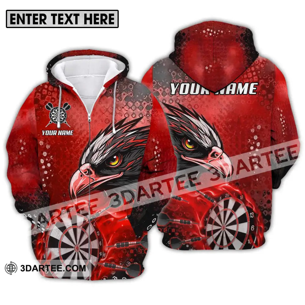 Unisex Shirt - Custom Name And Team Sport Red Eagle Darts Zipper Hoodie / S T-Shirt