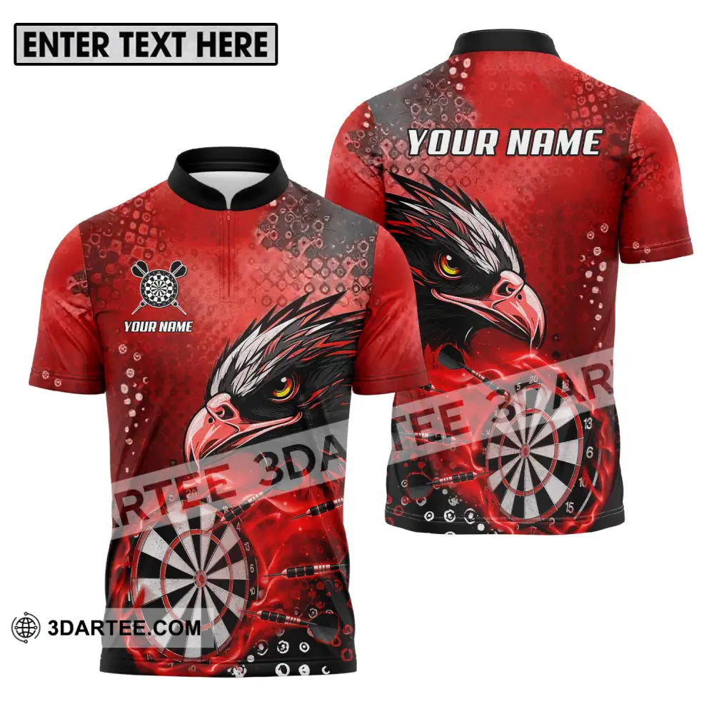 Unisex Shirt - Custom Name And Team Sport Red Eagle Darts Zipper Polo / S T-Shirt