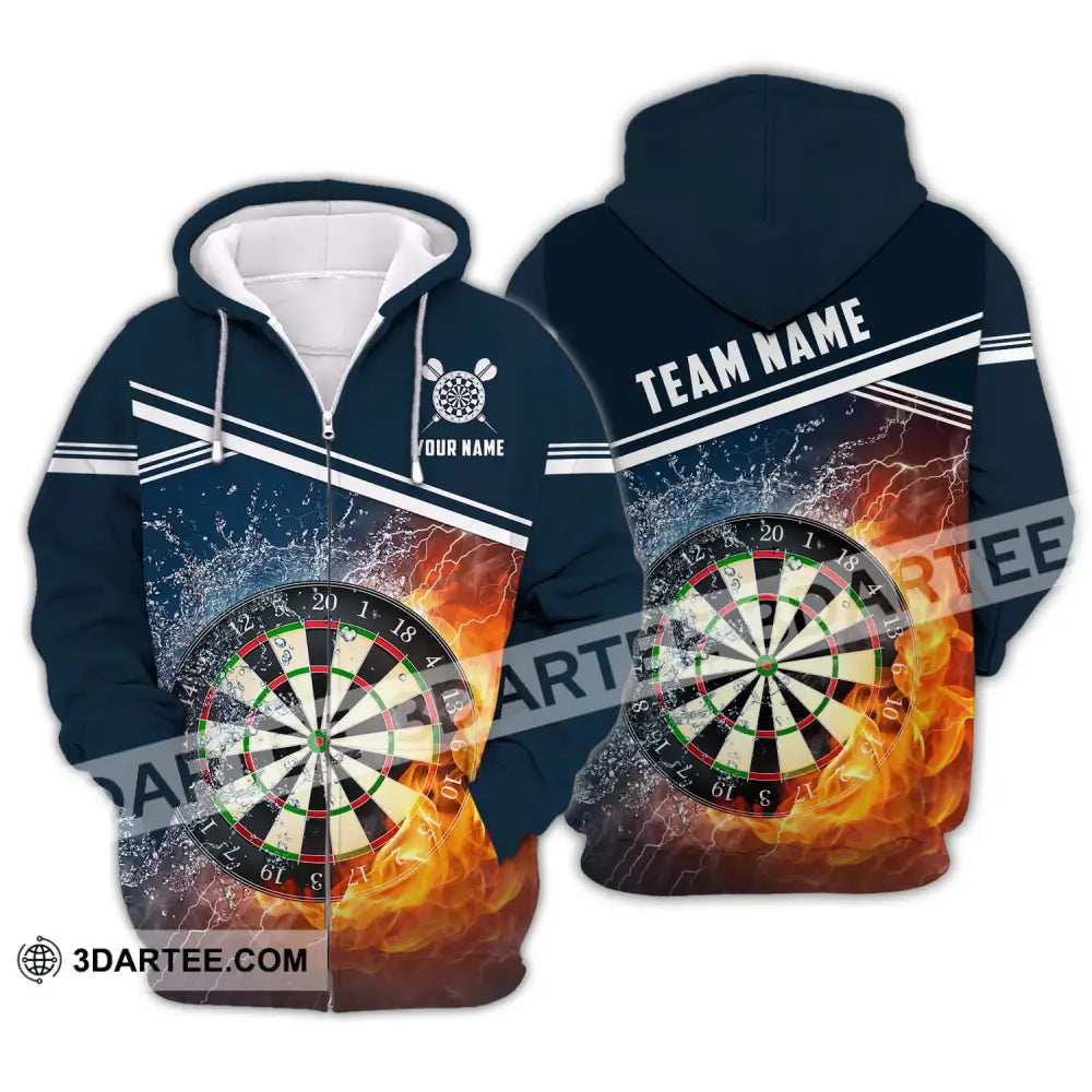 Unisex Shirt - Custom Name And Team Water Fire Darts Zipper Hoodie / S T-Shirt