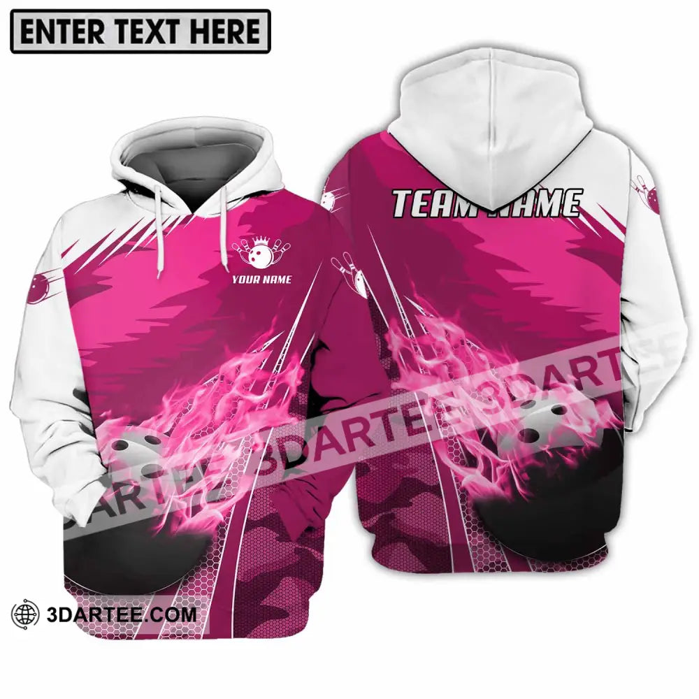 Unisex Shirt - Custom Name And Team White Pink Bowling Hoodie / S T-Shirt