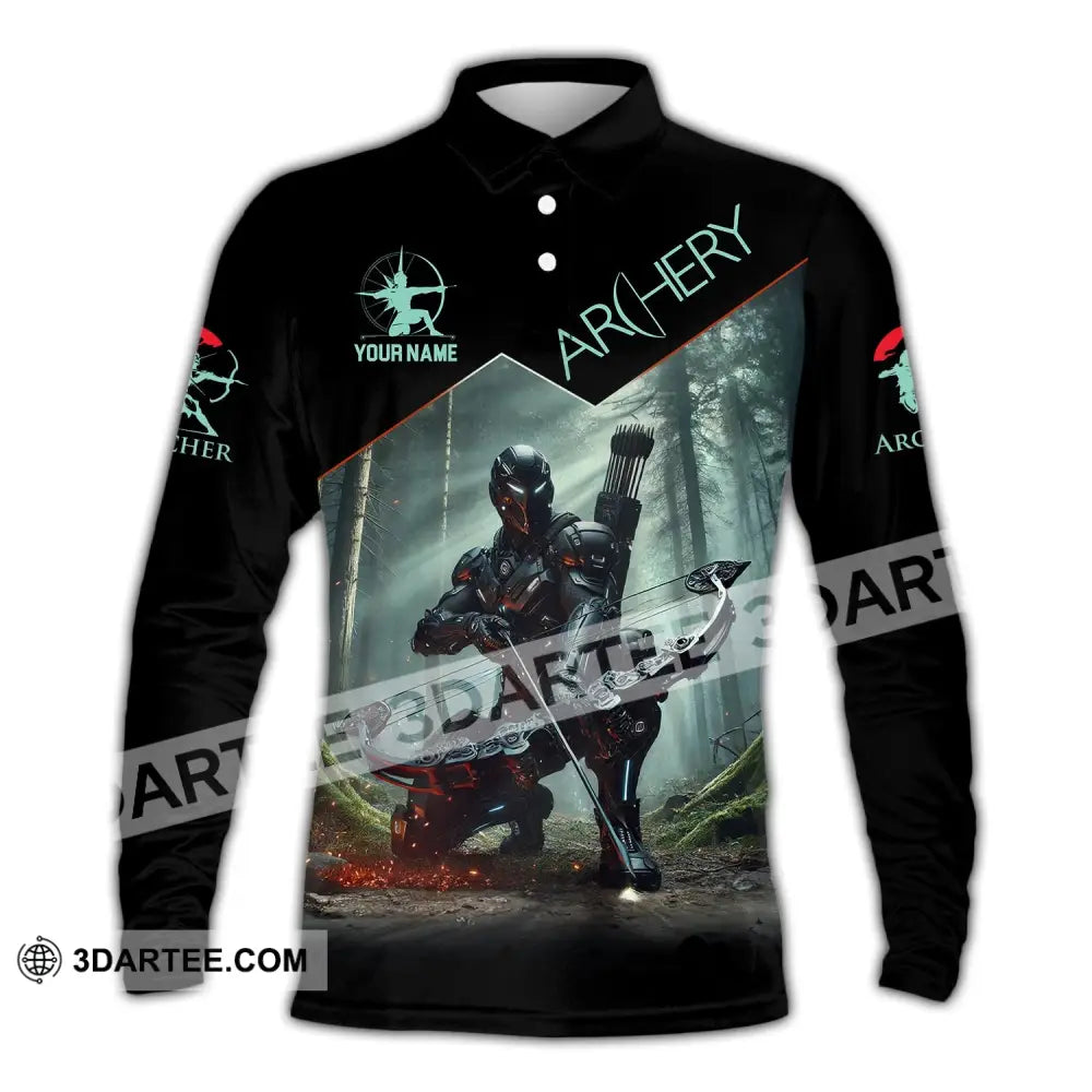 Unisex Shirt Custom Name Archer Archery Polo Long Sleeve Gift / S T-Shirt