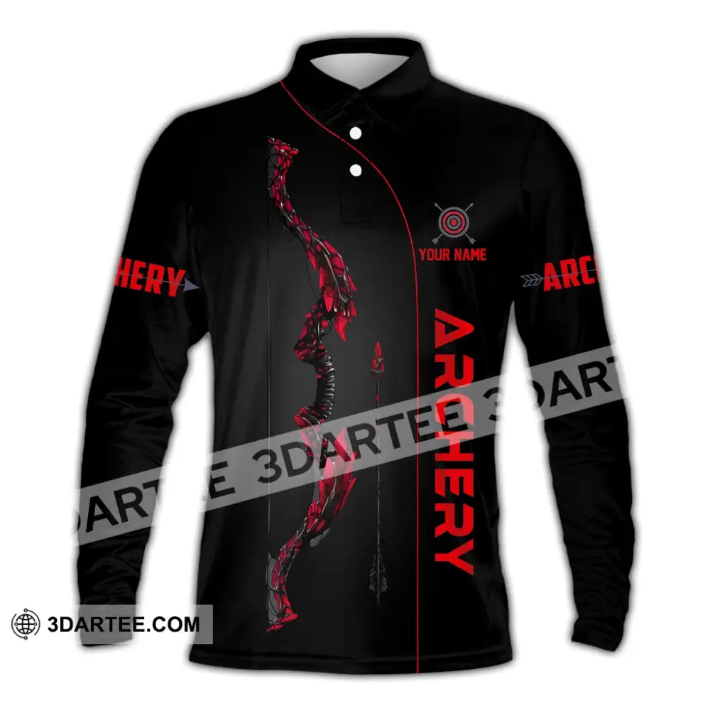 Unisex Shirt Custom Name Archer Archery Polo Long Sleeve Gift / S T-Shirt