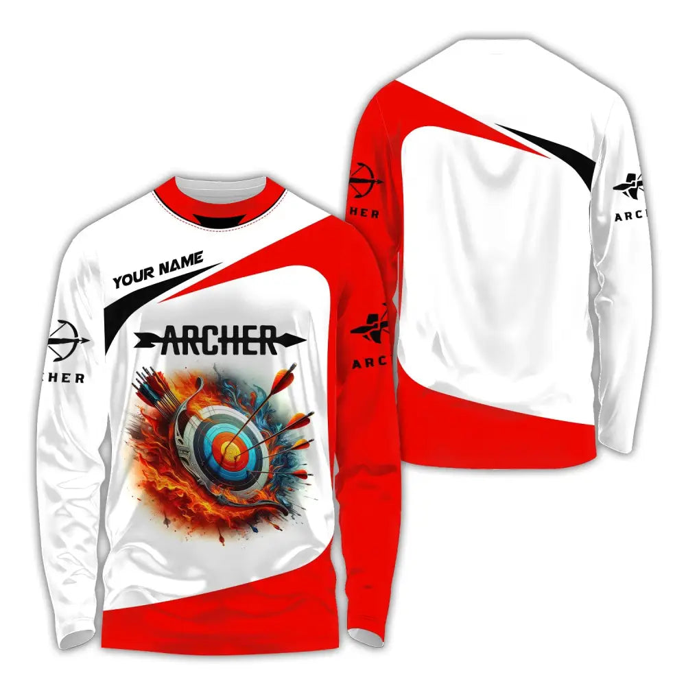 Unisex Shirt Custom Name Archery Gift For Lovers Long Sleeve / S T-Shirt