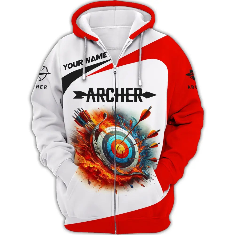 Unisex Shirt Custom Name Archery Gift For Lovers Zipper Hoodie / S T-Shirt