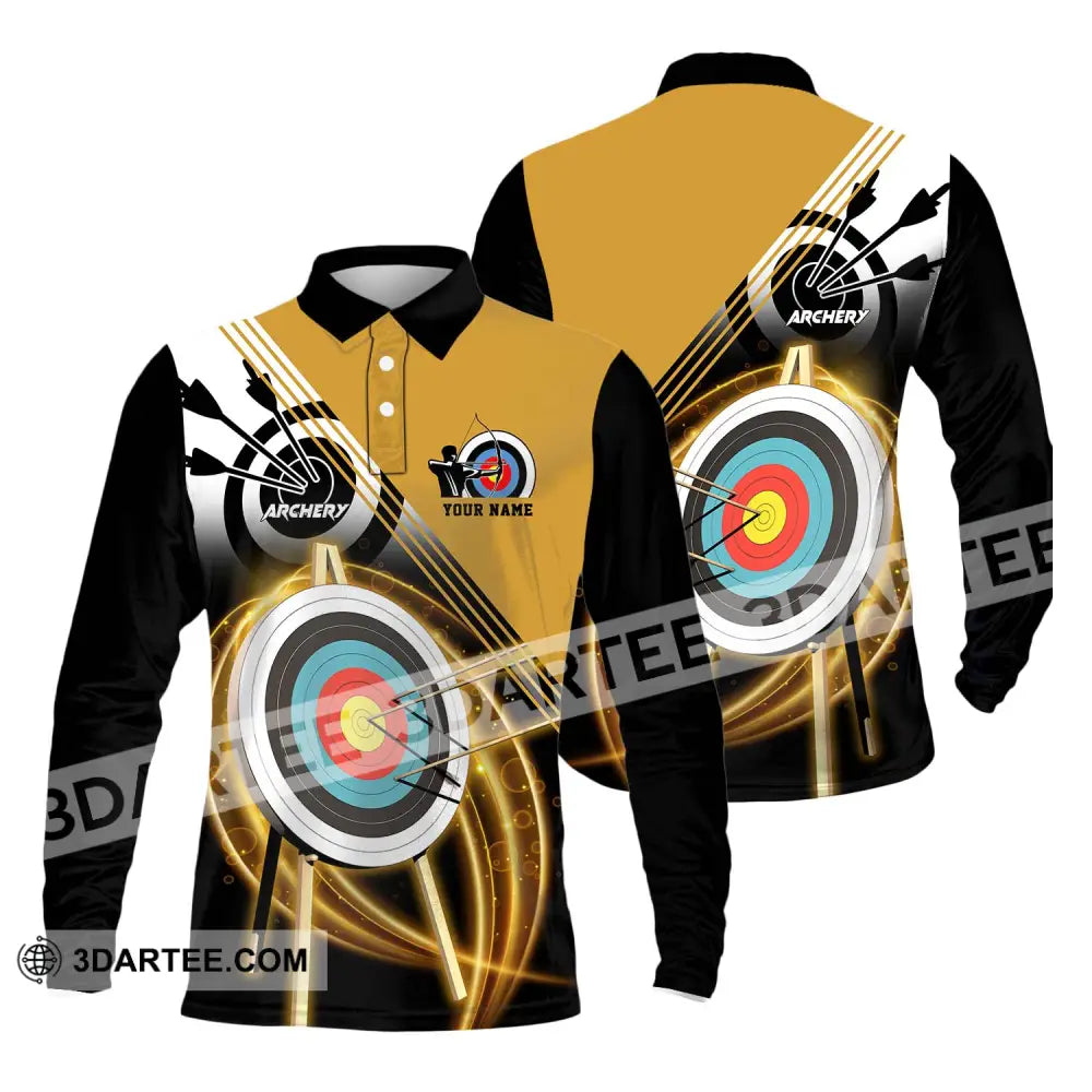 Unisex Shirt - Custom Name Darts Hit The Target Long Sleeve Polo / S T-Shirt