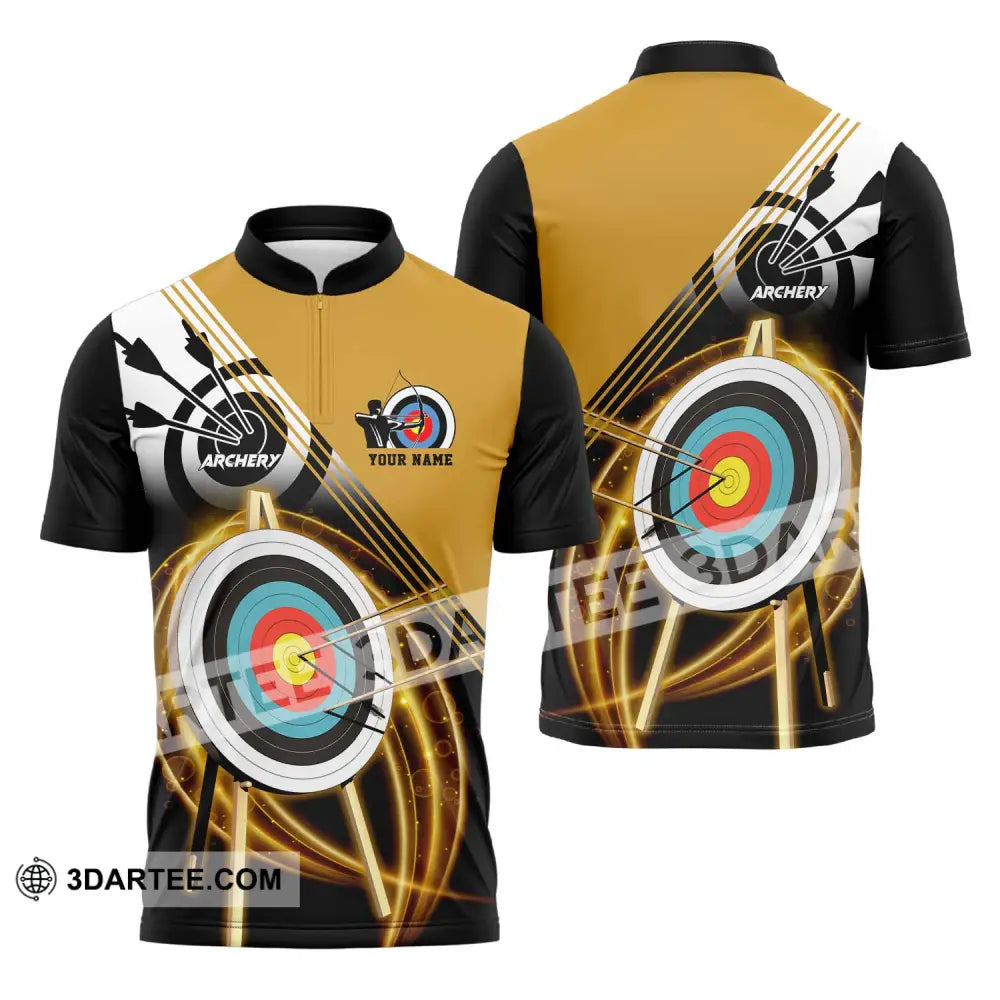 Unisex Shirt - Custom Name Darts Hit The Target Zipper Polo / S T-Shirt