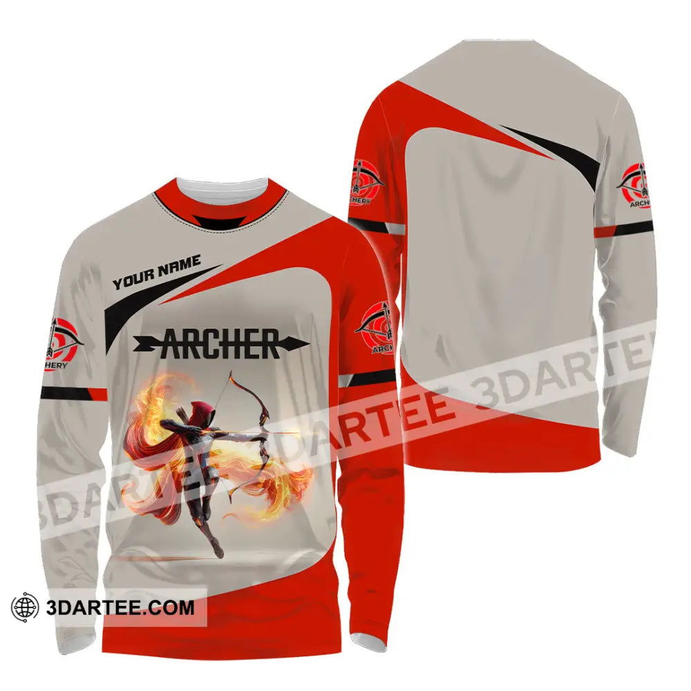 Unisex Shirt Custom Name Archery Polo Long Sleeve Gift / S T-Shirt