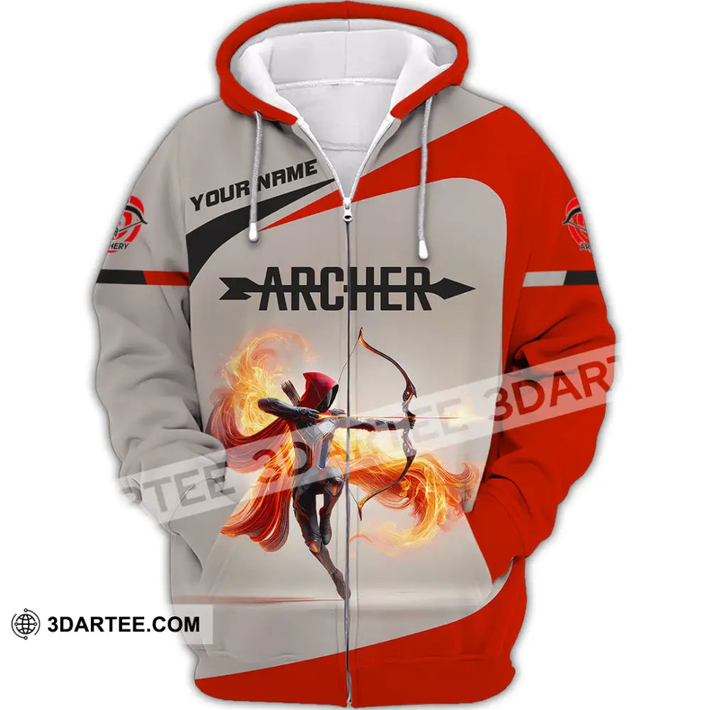 Unisex Shirt Custom Name Archery Polo Long Sleeve Gift Zipper Hoodie / S T-Shirt