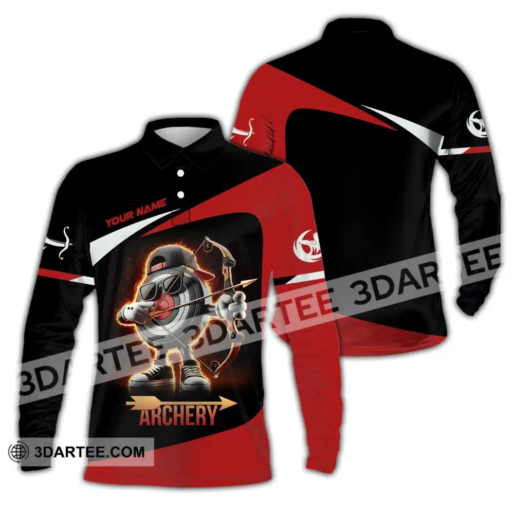Unisex Shirt Custom Name Archery Polo Long Sleeve Love T-Shirt / S T-Shirt