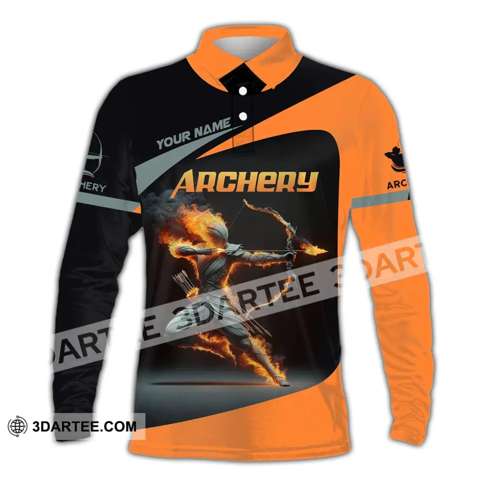 Unisex Shirt Custom Name Archery Polo Long Sleeve Love T-Shirt / S T-Shirt