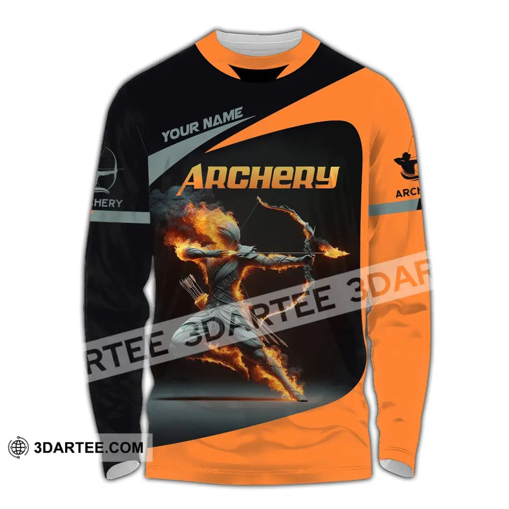 Unisex Shirt Custom Name Archery Polo Long Sleeve Love T-Shirt / S T-Shirt